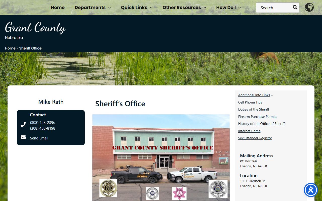 Grant County Sheriff inmate population contact information